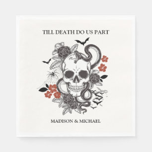 Gothic Halloween Black And Burgundy Wedding Napkins