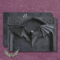 Gothic Halloween Black Bat & Arch Wedding Dinner RSVP Card