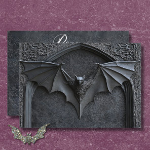 Gothic Halloween Black Bat & Arch Wedding QR Code RSVP Card