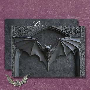 Gothic Halloween Black Bat & Arch Wedding QR Code RSVP Card
