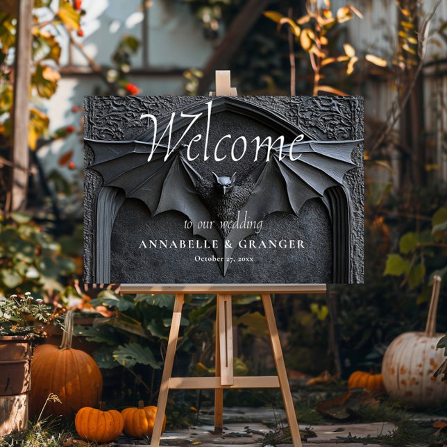 Gothic Halloween Black Bat & Arch Wedding Welcome Foam Board (Creator Uploaded)