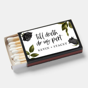 Gothic Halloween Black Flower Wedding Favor Matchboxes