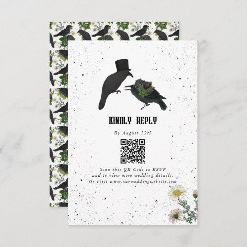 Gothic Halloween Black Roses Crows Wedding Enclosure Card