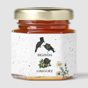 Gothic Halloween Black Roses Crows Wedding Favor Honey Jar Favors