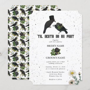 Gothic Halloween Black Roses Crows Wedding Invitation