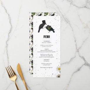 Gothic Halloween Black Roses Crows Wedding Menu