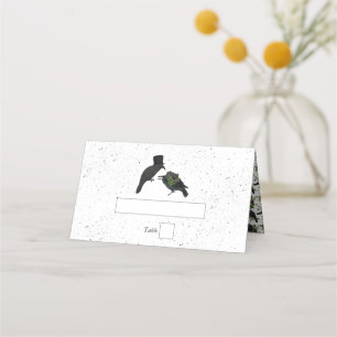 Gothic Halloween Black Roses Crows Wedding Place Card