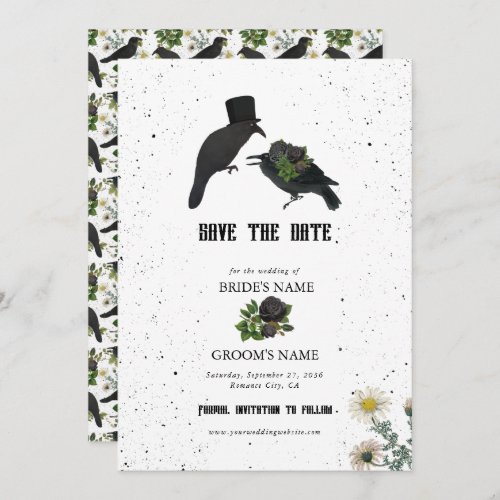 Gothic Halloween Black Roses Crows Wedding Save The Date