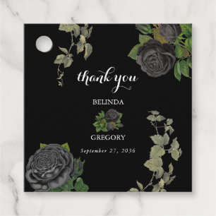 Gothic Halloween Black Roses Wedding Favor Tags