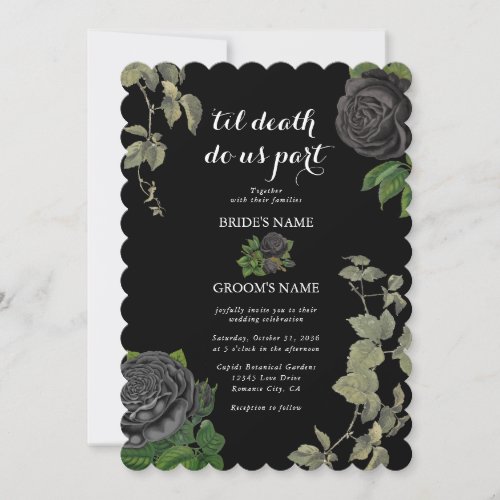 Gothic Halloween Black Roses Wedding Invitation