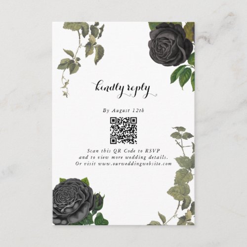 Gothic Halloween Black Roses White Wedding Enclosure Card
