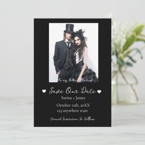 Gothic Halloween Black Save The Date Wedding  Invitation