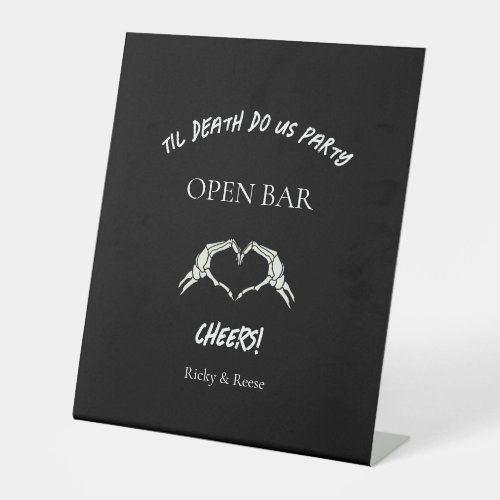 Gothic Halloween Black Wedding Open Bar Sign