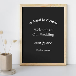 Gothic Halloween Black Wedding Welcome Poster Sign