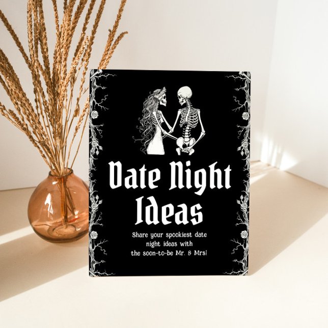 Gothic Halloween Bridal Shower Date Night Ideas Pedestal Sign (Creator Uploaded)