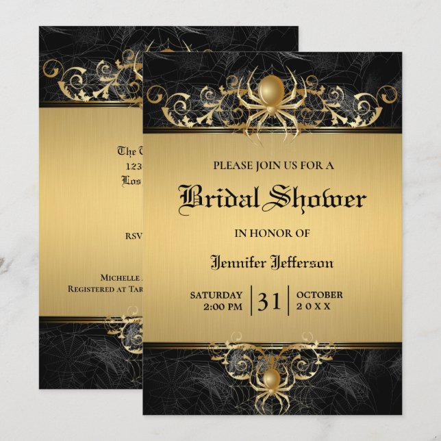 Gothic Halloween Bridal Shower Invitation (Front/Back)