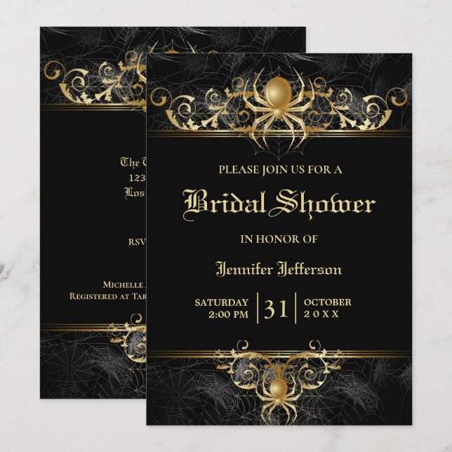Gothic Halloween Bridal Shower Invitation (Front/Back)