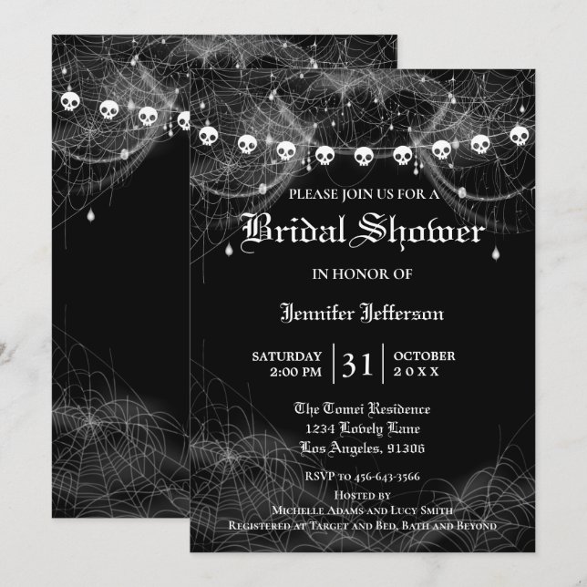 Gothic Halloween Bridal Shower Invitation (Front/Back)