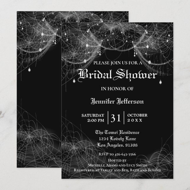 Gothic Halloween Bridal Shower Invitation (Front/Back)