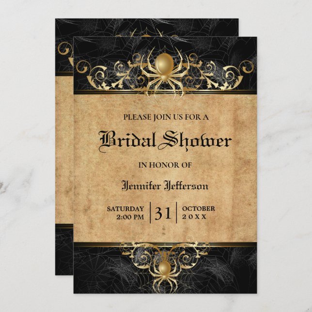 Gothic Halloween Bridal Shower Invitation (Front/Back)