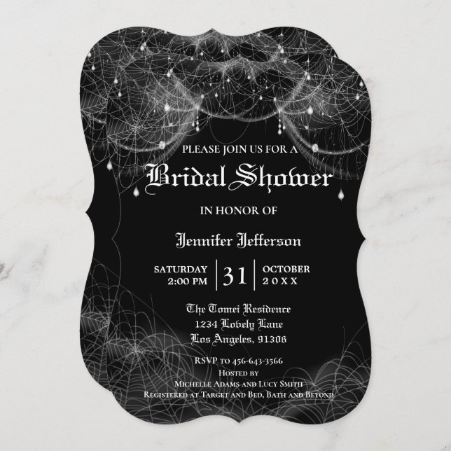 Gothic Halloween Bridal Shower Invitation (Front/Back)