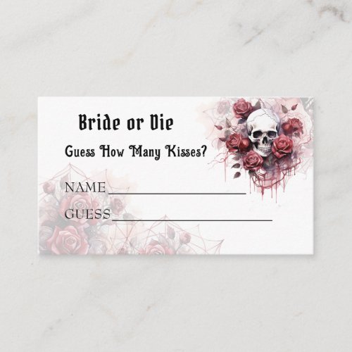 Gothic Halloween Bridal Shower Kisses Guess Game Enclosure Card