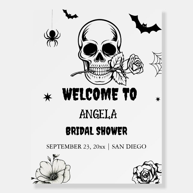 GOthic Halloween Bridal Shower Welcome sign Party (Front)