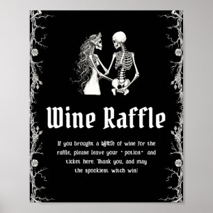 Gothic Halloween Bridal Shower Wine Raffle Sign