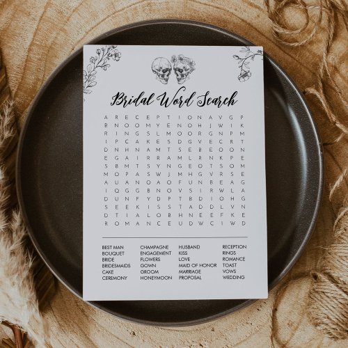 Gothic Halloween Bridal Shower Word Search Card