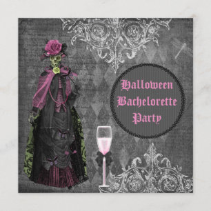 Gothic Halloween Bride Shabby Chic Bachelorette Invitation