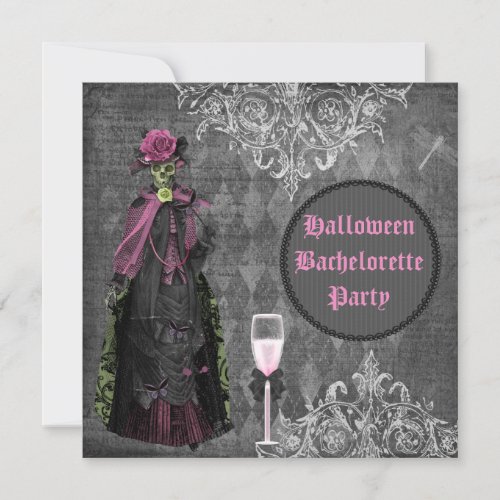 Gothic Halloween Bride Shabby Chic Bachelorette Invitation