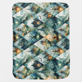 Gothic Halloween Castle Pattern Baby Blanket