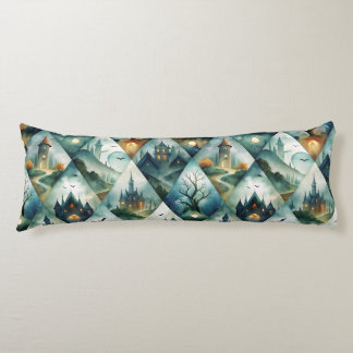 Gothic Halloween Castle Pattern Body Pillow