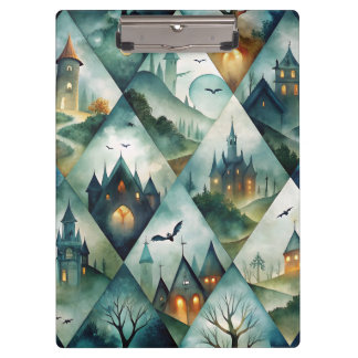 Gothic Halloween Castle Pattern Clipboard