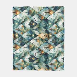 Gothic Halloween Castle Pattern Fleece Blanket