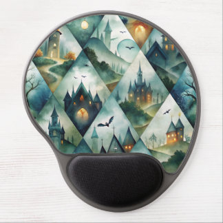 Gothic Halloween Castle Pattern Gel Mouse Pad