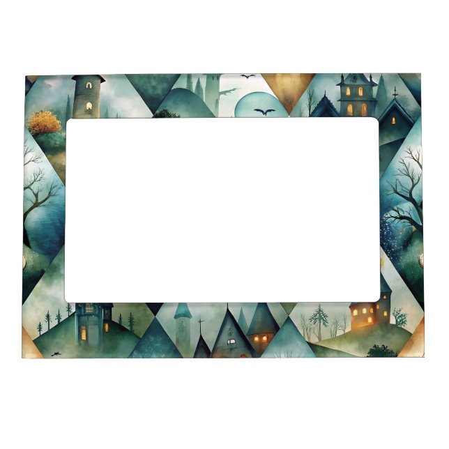 Gothic Halloween Castle Pattern Magnetic Frame (Front)