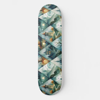 Gothic Halloween Castle Pattern Skateboard