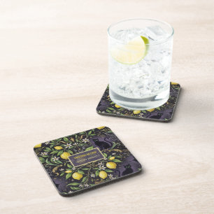 Gothic Halloween Coasters Set Lemon Cork Back