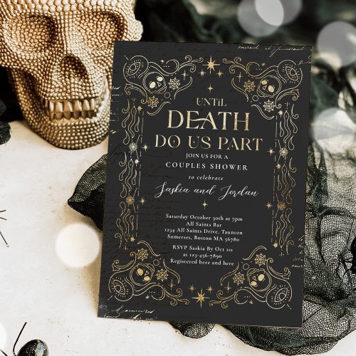 Gothic Halloween Couples Shower Engagement Invitation