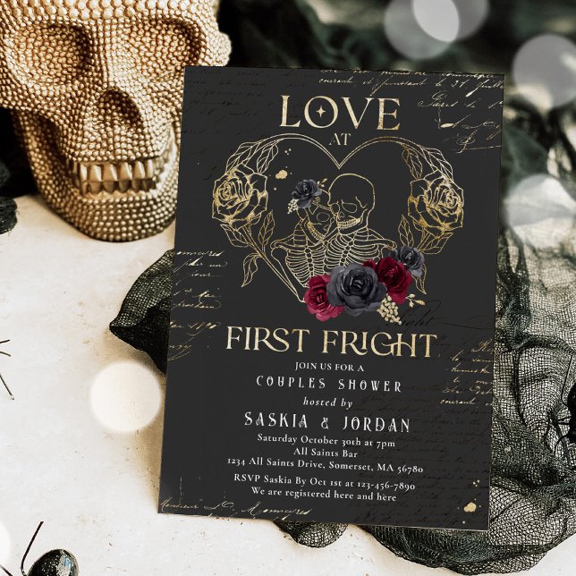 Gothic Halloween Couples Shower Engagement Invitation (Creator Uploaded)
