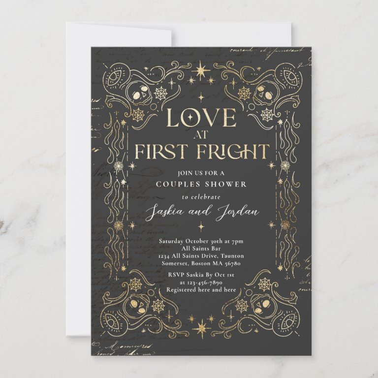 Gothic Halloween Couples Shower Engagement                    Invitation