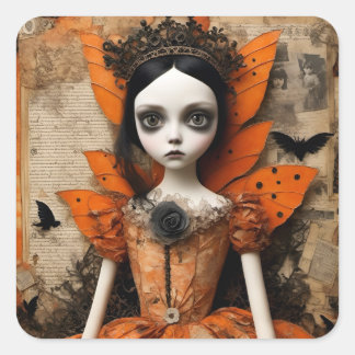 Gothic Halloween Doll Square Sticker