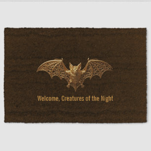 Gothic Halloween Doormat Coir Gold Bat Fiber Doormat