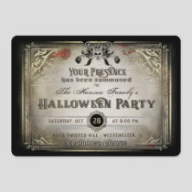 Gothic Halloween Elegance Party Black & Gold Skull Invitation