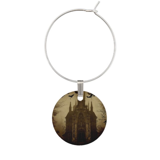 Gothic/Halloween/fall/pumpkin  Wine Charm (Front)