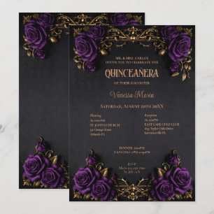 Gothic Halloween Floral Quinceanera Invitat Invitation