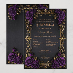 Gothic Halloween Floral Quinceanera Invitat Invitation