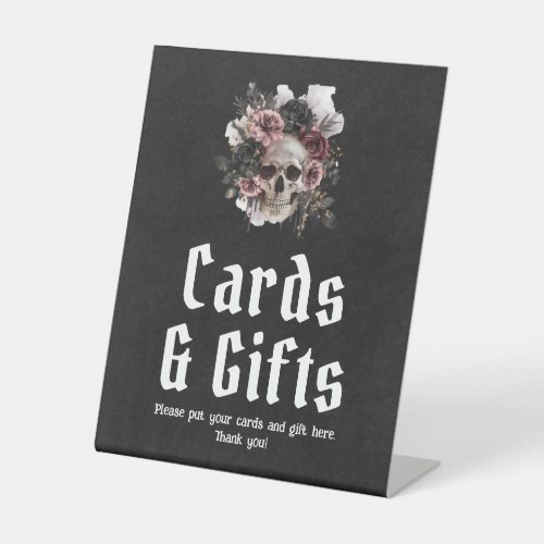 Gothic Halloween Floral Skull Cards and Gifts Sign