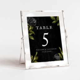 Gothic Halloween Floral Wedding Table Number